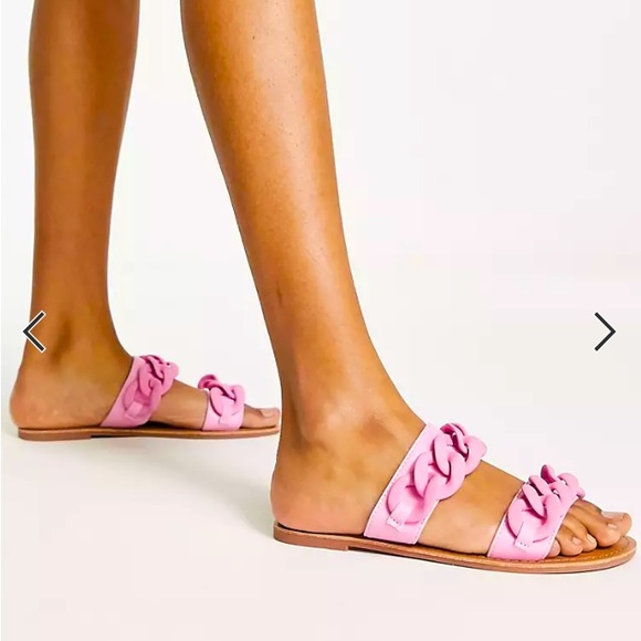 Chain Trim Double Band Summer Sandal in Pink - Picture 2 of 2